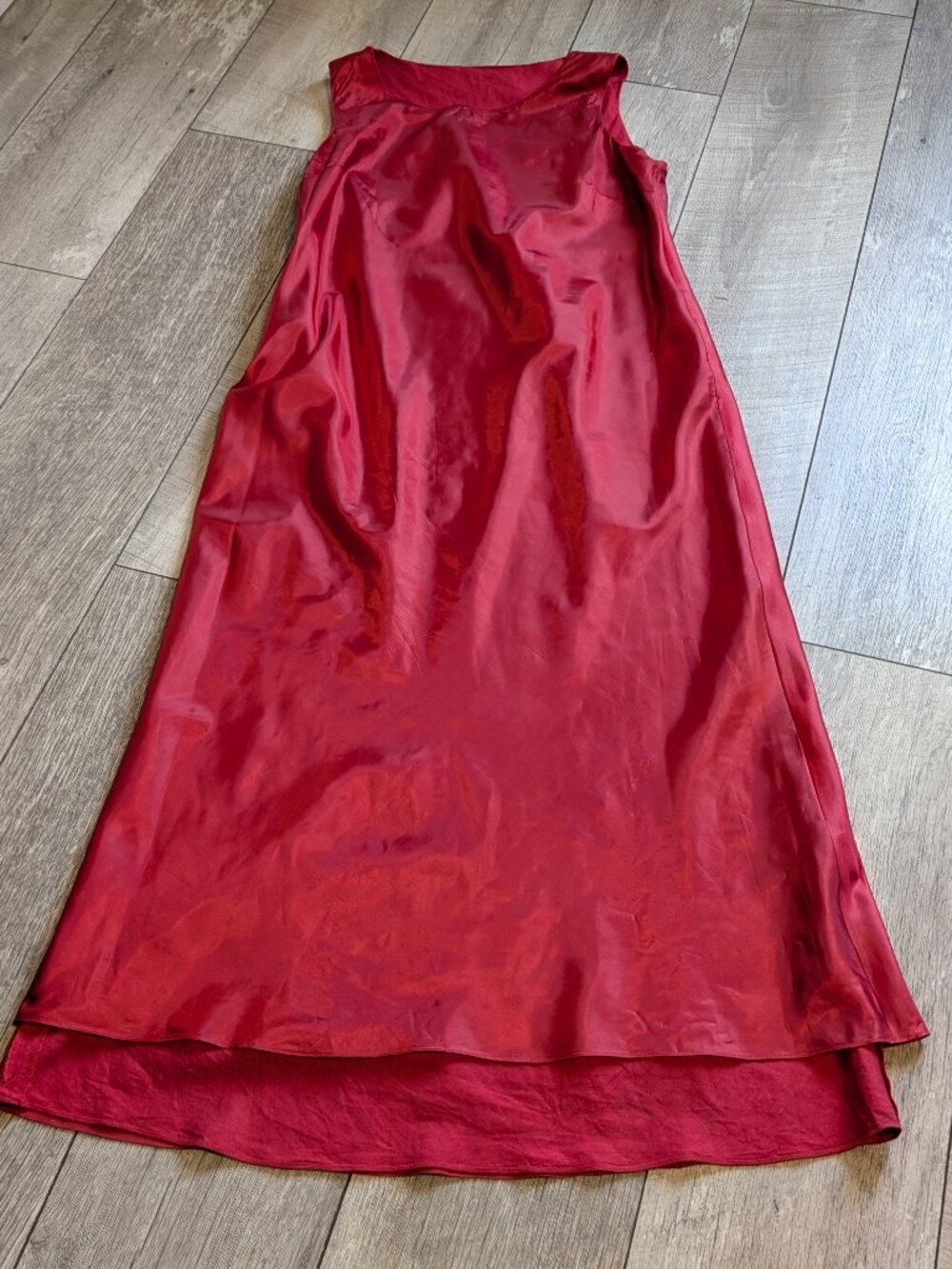 Adrianna Papell Y2K Linen Blend Maxi Dress Red 14 Cutwork Floral Romantic EUC ❤️ - Picture 9 of 13